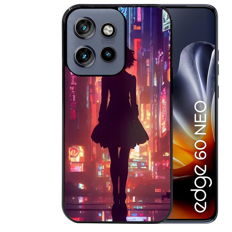 Coque noire taperso pour Moto Edge 60 et Neo Fusion Pro avec motif new york anime protection antichoc personnalisée