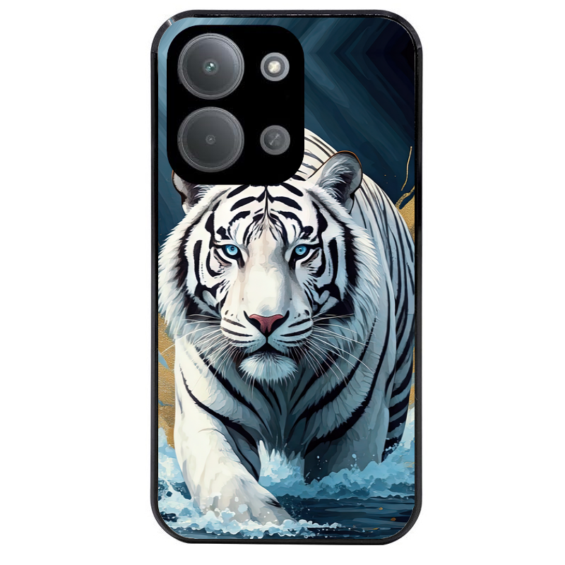 Coque noire taperso pour POCO C85 avec motif tigre polaire protection antichoc personnalisée