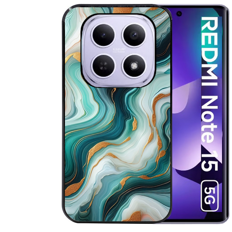 Coque noire taperso pour Redmi Note 15 et PRO PLUS 4G 5G avec motif marbre vert protection antichoc personnalisée