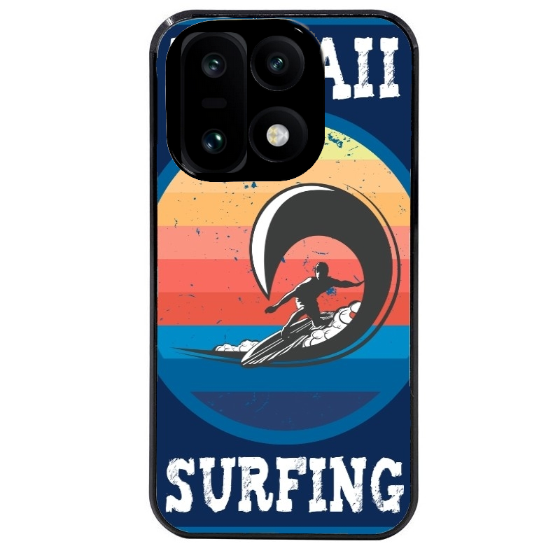 Coque noire taperso pour OnePlus 15 avec motif hawaii et surf protection antichoc personnalisée