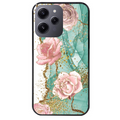 Coque noire taperso pour Redmi 12 4G et 5G avec motif marbre fleur turquoise protection antichoc personnalisée