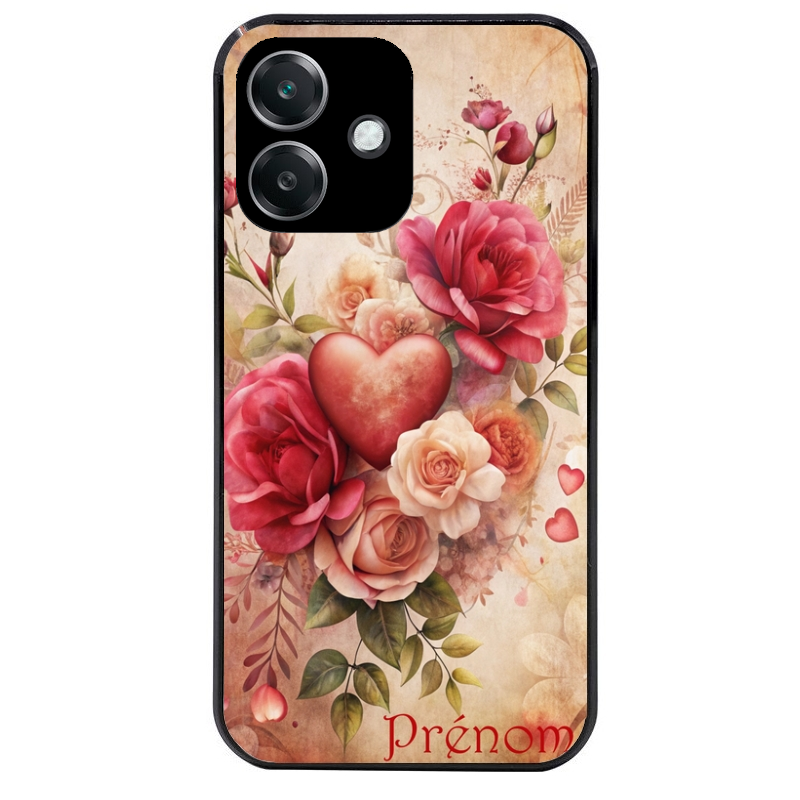 Coque noire taperso pour OPPO A40 avec motif coeur et fleur personnalisee protection antichoc personnalisée