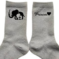 Chaussettes personnalisées paillettes argent motif éléphant maman