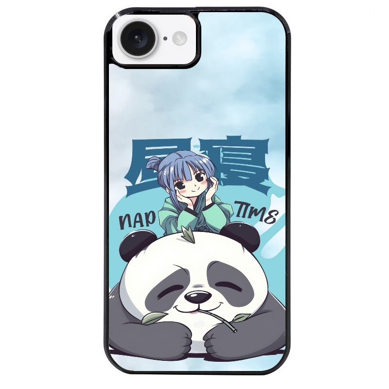 Coque noire taperso pour Iphone 16 16E PLUS MAX PRO avec motif panda anime protection antichoc personnalisée