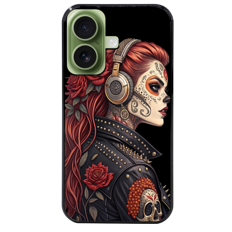 Coque noire taperso pour Iphone 17 17E AIR MAX PRO avec motif tete de mort rock protection antichoc personnalisée