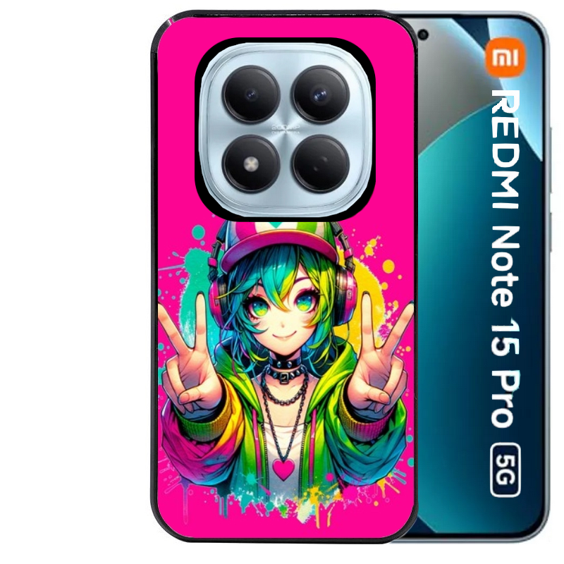 Coque noire taperso pour Redmi Note 15 et PRO PLUS 4G 5G avec motif anime manga et tag protection antichoc personnalisée