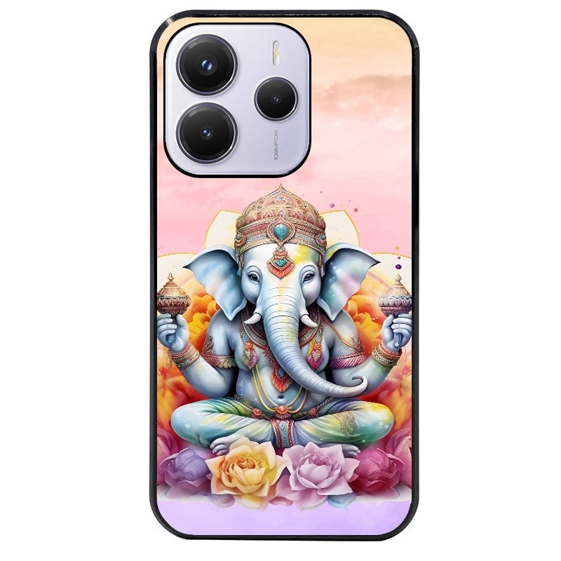 Coque noire taperso pour Redmi Note 14 et PRO PLUS 4G 5G avec motif elephant namaste protection antichoc personnalisée