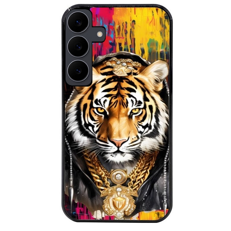 Coque noire taperso pour galaxy A06 A16 A26 A36 A56 avec motif tigre style hip hop protection antichoc personnalisée