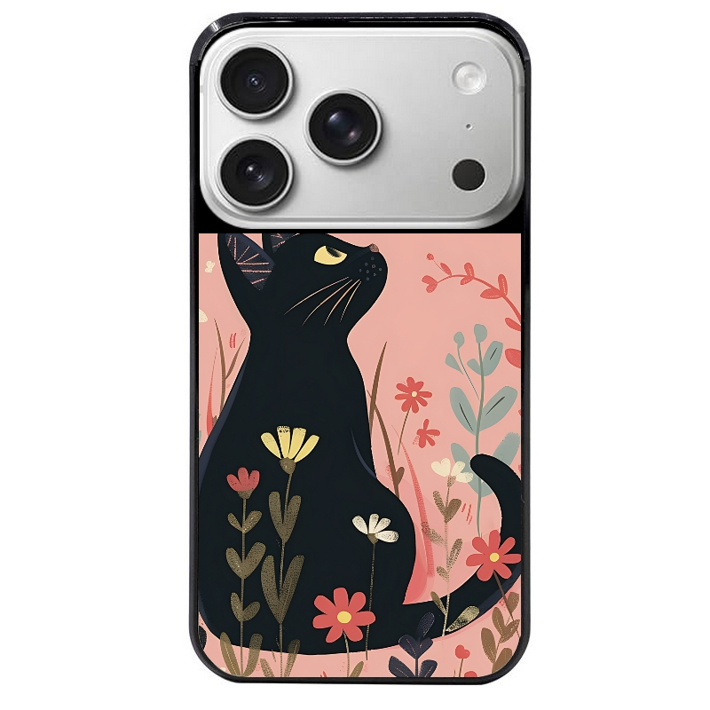Coque noire taperso pour Iphone 17 17E AIR MAX PRO avec motif chat papillon 2 protection antichoc personnalisée