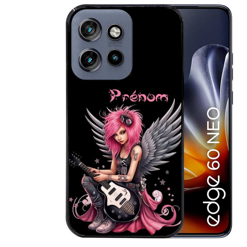 Coque noire taperso pour Moto Edge 60 et Neo Fusion Pro avec motif fee rock personnalisee protection antichoc personnalisée