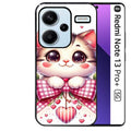 Coque noire taperso pour Redmi Note 13 PRO PLUS 5G avec motif chat noeud et coeur protection antichoc personnalisée