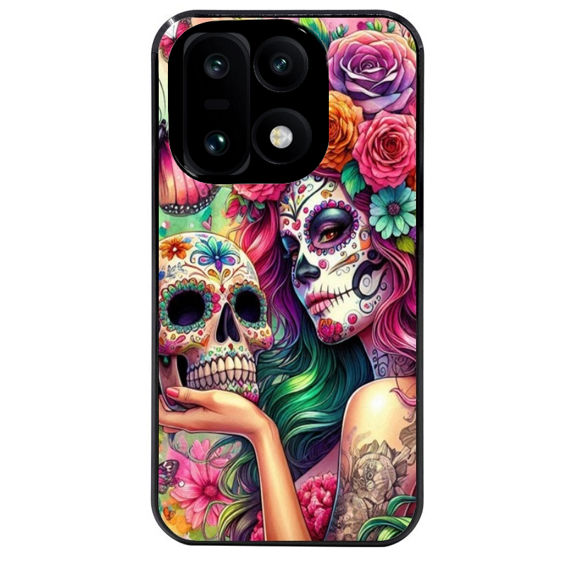 Coque noire taperso pour OnePlus 15 avec motif tete de mort calavera skull protection antichoc personnalisée