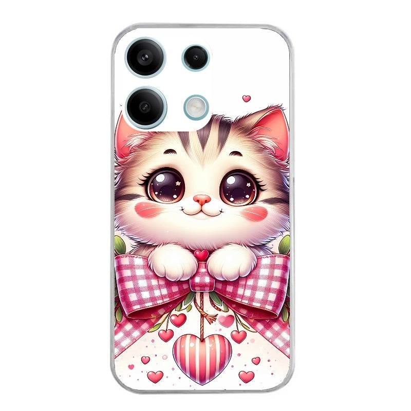 Coque taperso pour POCO X6 5G avec motif chat noeud et coeur protection antichoc personnalisée