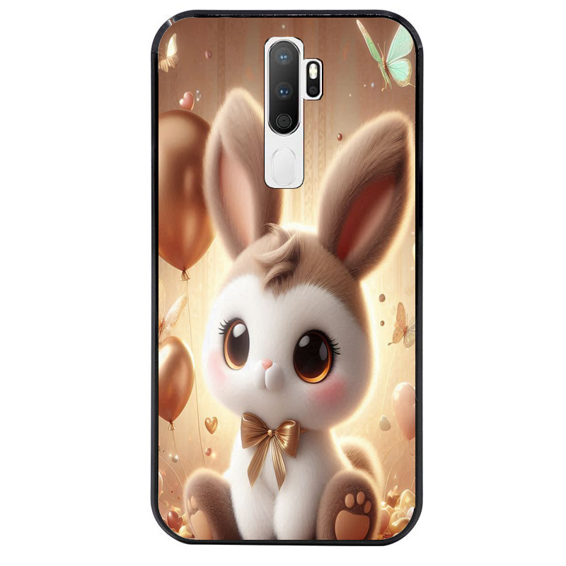 Coque noire taperso pour OPPO A5 A9 2020 avec motif lapin ballon protection antichoc personnalisée