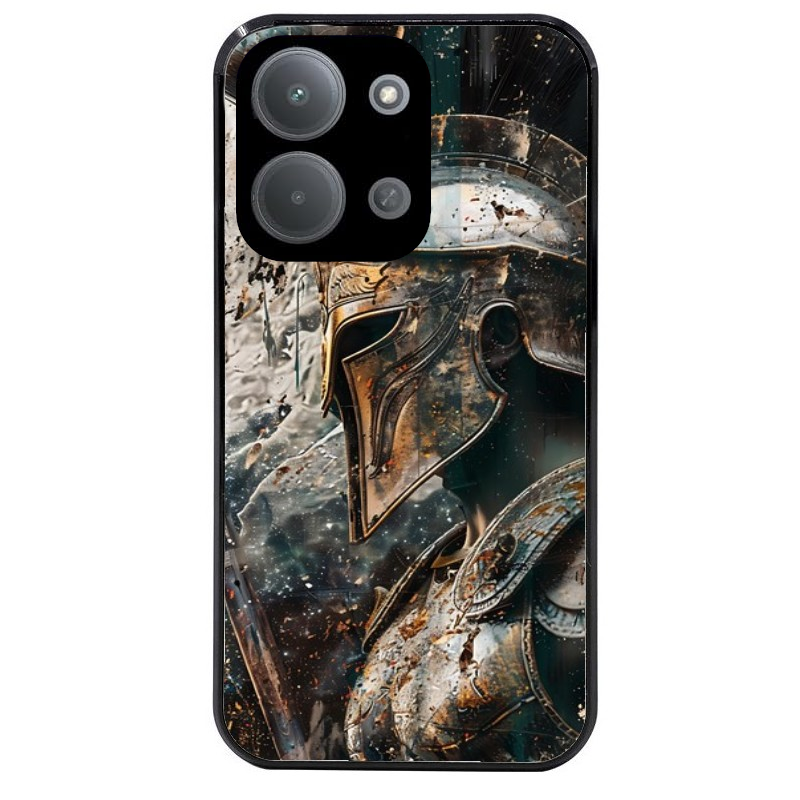 Coque noire taperso pour POCO C85 avec motif spartan guerrier protection antichoc personnalisée