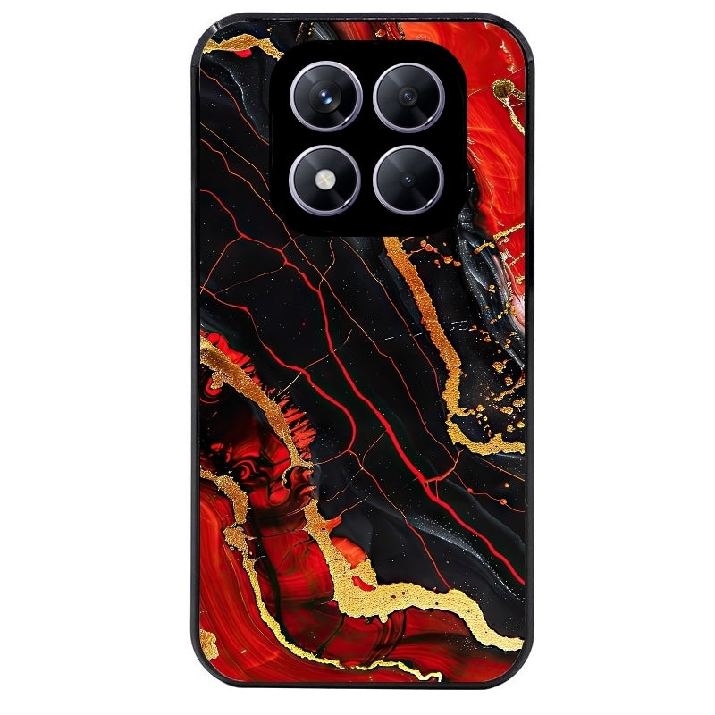 Coque noire taperso pour Redmi Note 14 et PRO PLUS 4G 5G avec motif marbre rouge protection antichoc personnalisée