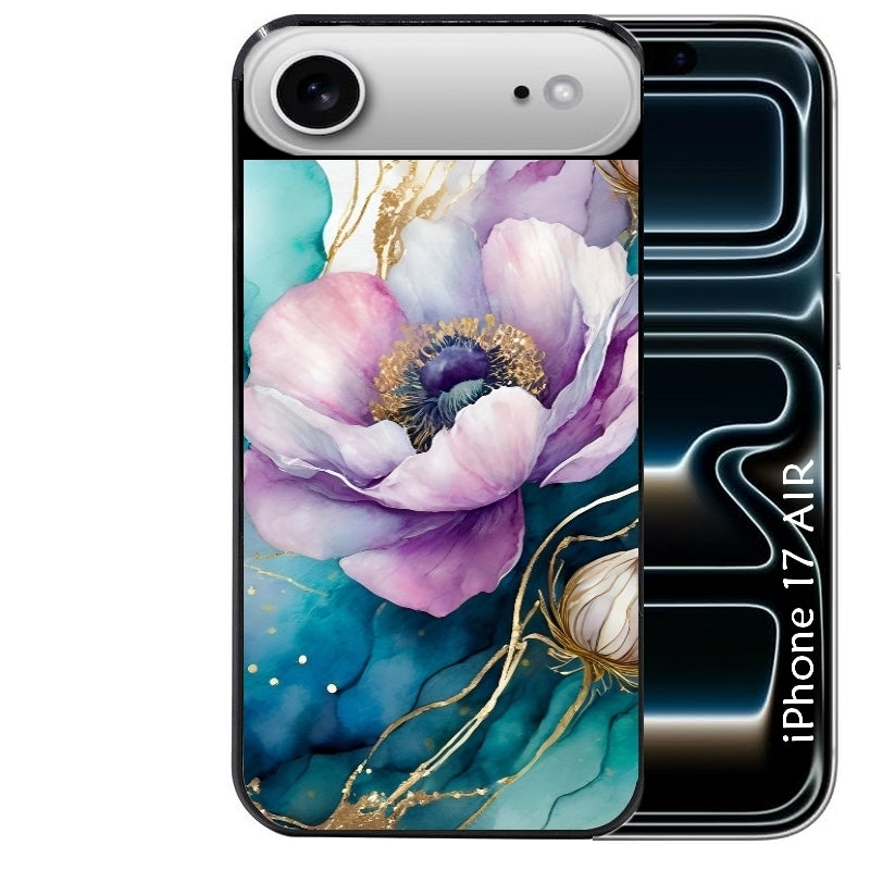 Coque noire taperso pour Iphone 17 17E AIR MAX PRO avec motif marbre fleur protection antichoc personnalisée