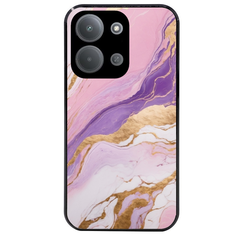 Coque noire taperso pour POCO C85 avec motif marbre violet protection antichoc personnalisée