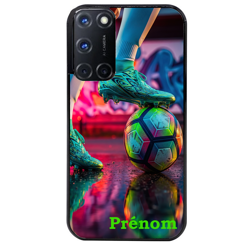 Coque noire taperso pour OPPO Reno 8 LITE avec motif foot controle personnalisee protection antichoc personnalisée