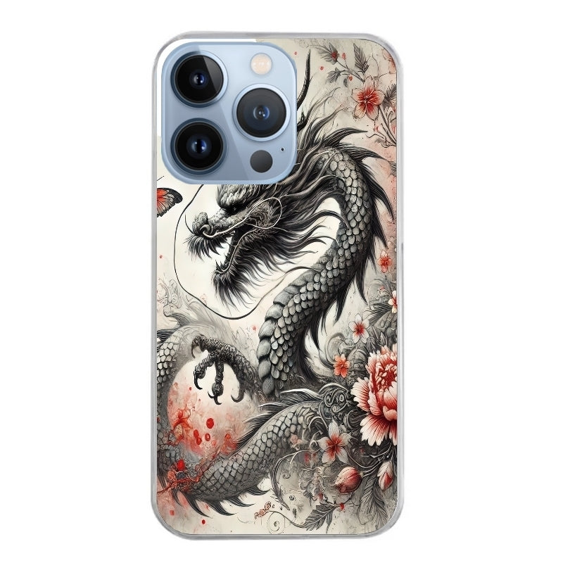 Coque taperso pour Iphone 13 et PRO MINI PRO MAX avec motif dragon japan protection antichoc personnalisée