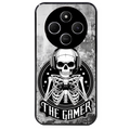 Coque noire taperso pour POCO C75 avec motif tete de mort gamer beton protection antichoc personnalisée
