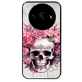 Coque noire taperso pour Redmi A3 avec motif tete de mort floral protection antichoc personnalisée