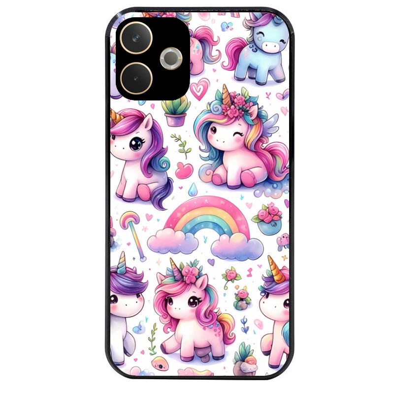 Coque noire taperso pour OPPO A5 PRO 4G et 5G avec motif licorne arc en ciel protection antichoc personnalisée