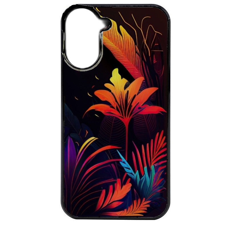 Coque noire taperso pour Redmi A5 4G avec motif tropical jaune protection antichoc personnalisée