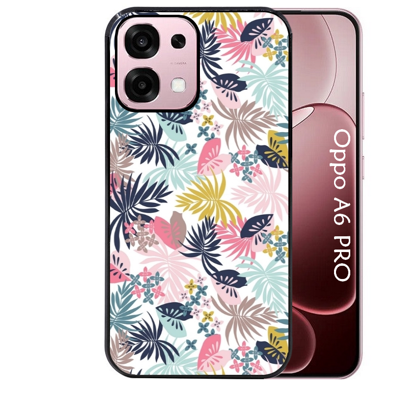 Coque noire taperso pour OPPO A6 PRO 4G et 5G avec motif jungle et fleur rose protection antichoc personnalisée