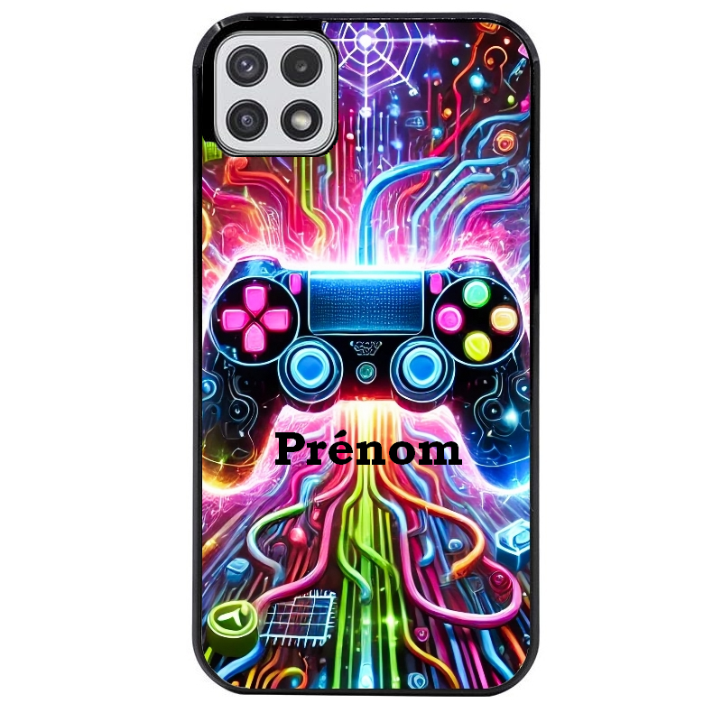Coque noire taperso pour galaxy A22 A32 A52 A52S 4G 5G  avec motif gamer electro personnalisee protection antichoc personnalisée
