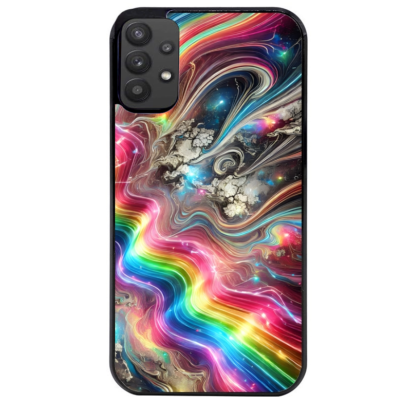 Coque noire taperso pour galaxy A22 A32 A52 A52S 4G 5G  avec motif marbre arc en ciel protection antichoc personnalisée