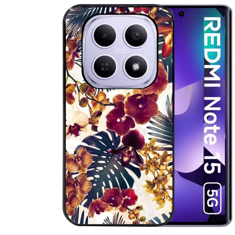 Coque noire taperso pour Redmi Note 15 et PRO PLUS 4G 5G avec motif jungle couleurs d'automne protection antichoc personnalisée