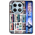Coque noire taperso pour Redmi Note 15 et PRO PLUS 4G 5G avec motif cassette multi protection antichoc personnalisée