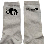 Chaussettes personnalisées paillettes crème motif éléphant maman