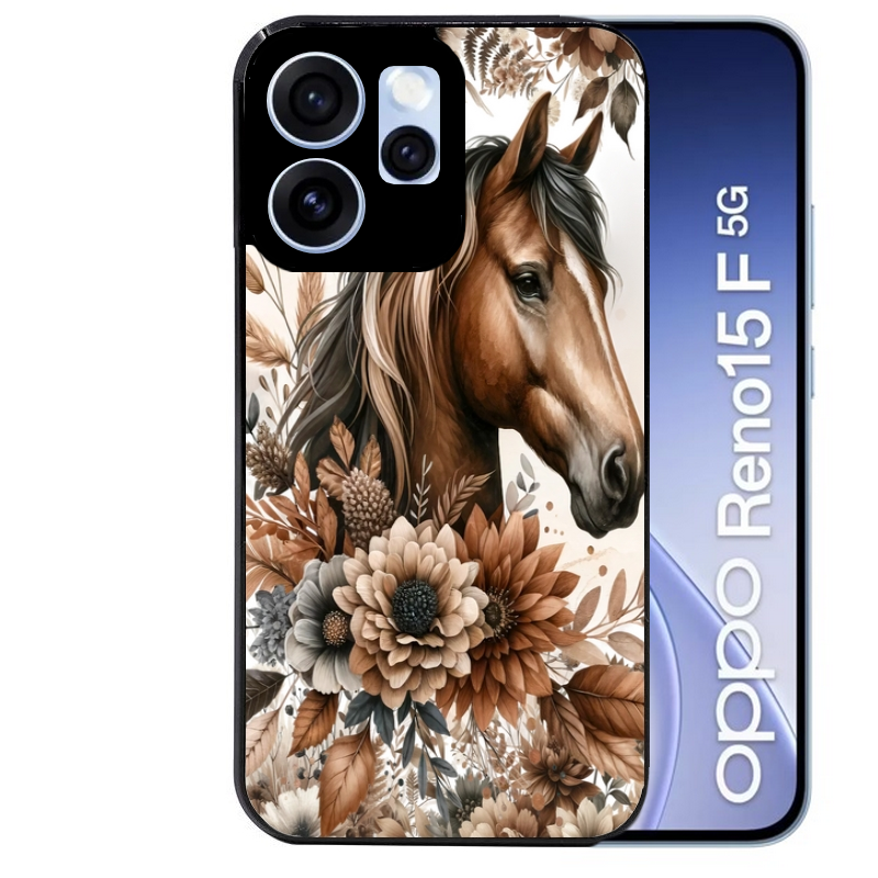 Coque noire taperso pour OPPO Reno 15 et F FS 5G avec motif cheval automne protection antichoc personnalisée