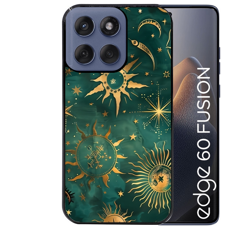 Coque noire taperso pour Moto Edge 60 et Neo Fusion Pro avec motif lune et astro protection antichoc personnalisée