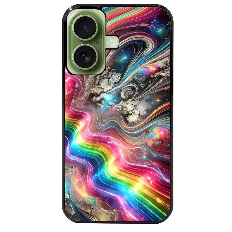 Coque noire taperso pour Iphone 17 17E AIR MAX PRO avec motif marbre arc en ciel protection antichoc personnalisée