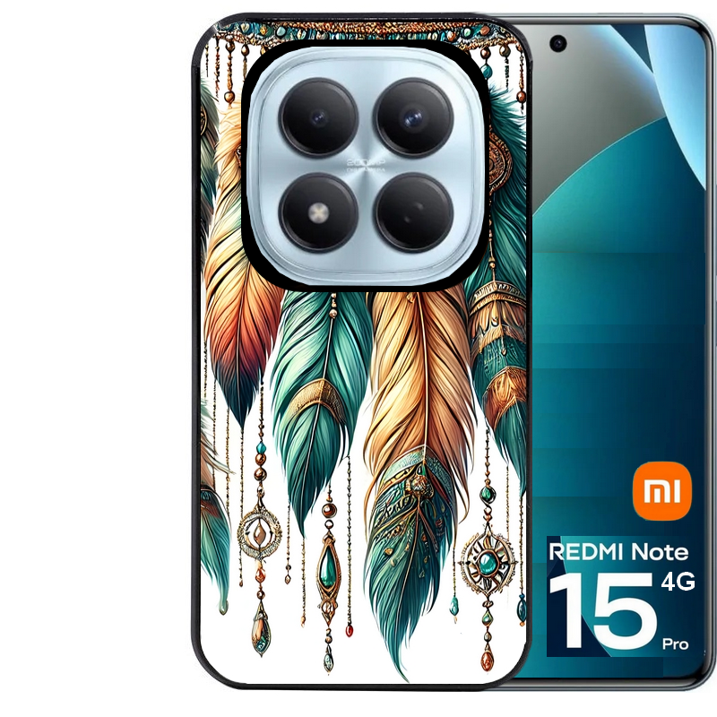 Coque noire taperso pour Redmi Note 15 et PRO PLUS 4G 5G avec motif plumes et bijoux protection antichoc personnalisée