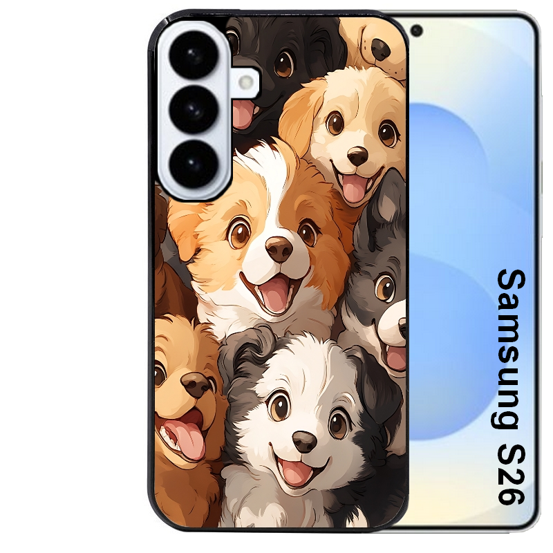 Coque noire taperso pour galaxy S26 et PLUS ULTRA FE avec motif chien smile protection antichoc personnalisée