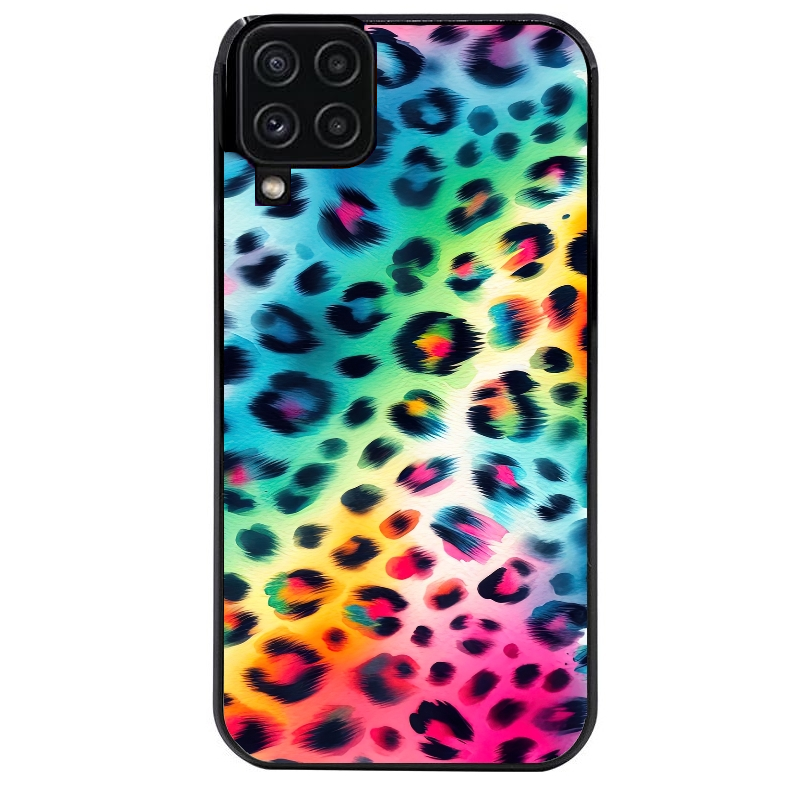 Coque noire taperso pour galaxy A22 A32 A52 A52S 4G 5G  avec motif leopard arc protection antichoc personnalisée