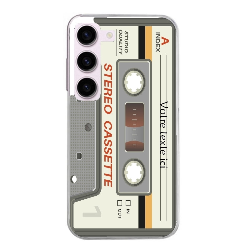 Coque taperso pour Galaxy A13 4G et 5G A23 A53 avec motif cassette grise personnalisable protection antichoc personnalisée