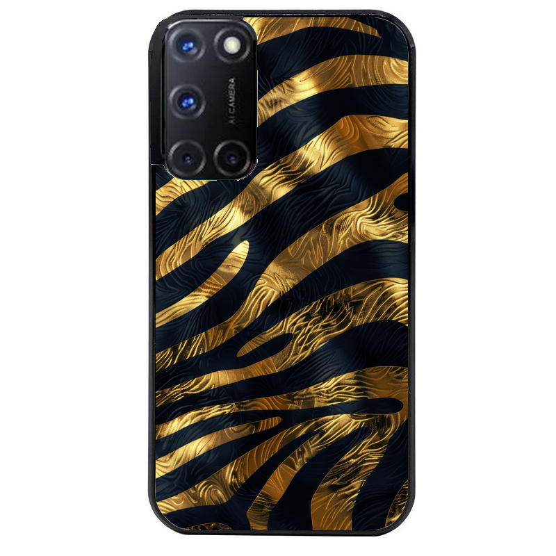 Coque noire taperso pour OPPO Reno 8 LITE avec motif zebre gold protection antichoc personnalisée