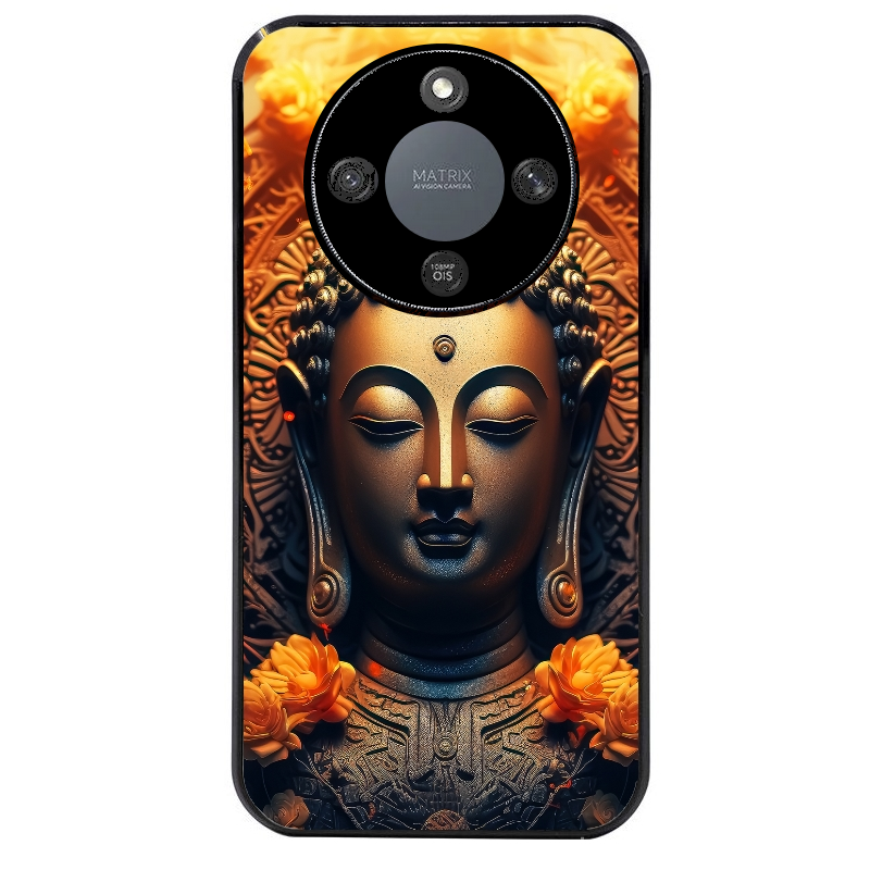 Coque noire taperso pour Honor X9A avec motif bouddha et fleur protection antichoc personnalisée