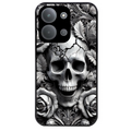 Coque noire taperso pour POCO C85 avec motif tete de mort fleur protection antichoc personnalisée