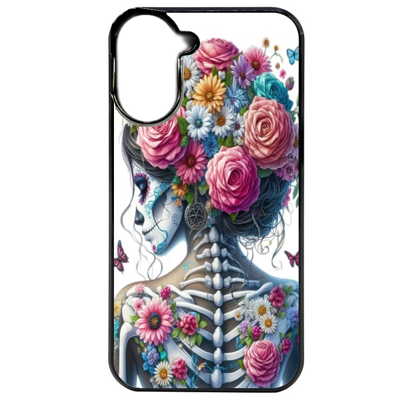 Coque noire taperso pour POCO C71 4G avec motif tete de mort calavera papillon protection antichoc personnalisée