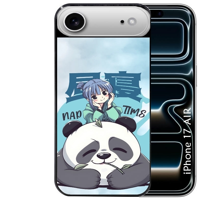Coque noire taperso pour Iphone 17 17E AIR MAX PRO avec motif panda anime protection antichoc personnalisée