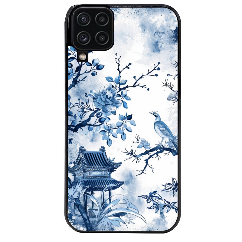 Coque noire taperso pour galaxy A22 A32 A52 A52S 4G 5G  avec motif japan art protection antichoc personnalisée