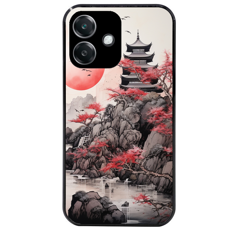 Coque noire taperso pour OPPO A40 avec motif japan et temple protection antichoc personnalisée