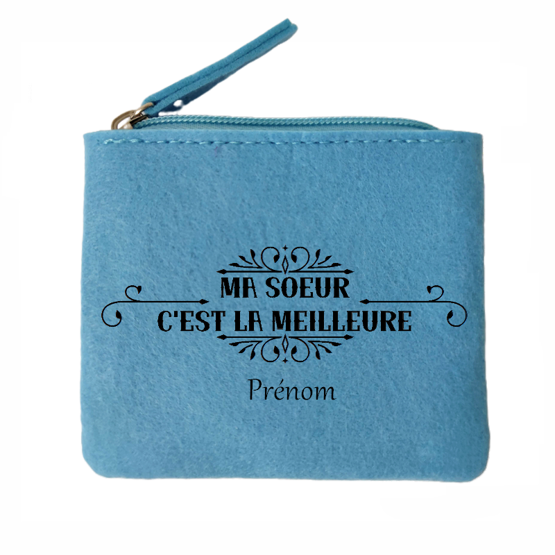 Porte monnaie personnalisé meilleure soeur en feutrine en feutrine