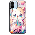Coque noire taperso pour Redmi A1 et A2 avec motif chat bubble style manga protection antichoc personnalisée